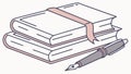 Books, Ribbon, and Pen, Complete Study Kit Illustration Vector Design Generative AI Royalty Free Stock Photo