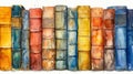 Books in a row. Book assortment. White background. Watercolor illustration.