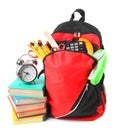 Books, school accessories and a backpack. Royalty Free Stock Photo