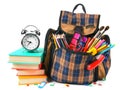 Books, school accessories and a backpack. Royalty Free Stock Photo