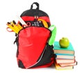 Books, school accessories and a backpack. Royalty Free Stock Photo