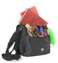 Books, school accessories and a backpack. Royalty Free Stock Photo