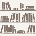 Books on the shelves vector simply retro illustration.