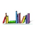 Books. Sketch style colored illustration different books are on the shelf. Royalty Free Stock Photo