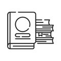 Books stack black line icon. Pictogram for web page, mobile app, promo.