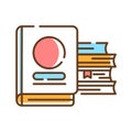 Books stack color line icon. Pictogram for web page, mobile app, promo. UI UX GUI design element.