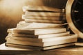 Books stack on desk Royalty Free Stock Photo
