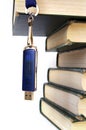 Books stack and flash memory Royalty Free Stock Photo