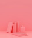Books stack on pastel color background