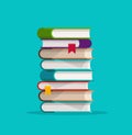 Books stack or pile vector illustration, flat cartoon paper book stacked isolated clipart Royalty Free Stock Photo