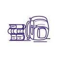 books stack with school bag isolated icon Royalty Free Stock Photo
