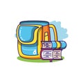 books stack with school bag isolated icon Royalty Free Stock Photo