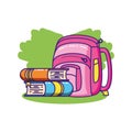 books stack with school bag isolated icon Royalty Free Stock Photo