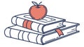 Books stacked with a fresh apple, symbolizing education, knowledge, and wisdom. vector design Generative AI Royalty Free Stock Photo