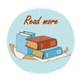 Books store or library emblem - read more banner Royalty Free Stock Photo