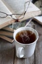 Books, tea and glasses Royalty Free Stock Photo