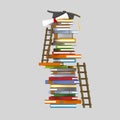 Books tower and ladders Royalty Free Stock Photo