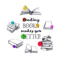Books vector hand drawn poster Royalty Free Stock Photo