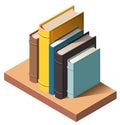 Books on wall bookshelf isometric 3d icon illustration