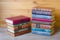 books on a wooden shelf Royalty Free Stock Photo