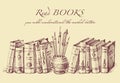 Books and writing tools in vintage style Royalty Free Stock Photo