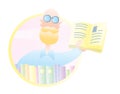 Bookseller vector cartoon in pastel colors Royalty Free Stock Photo