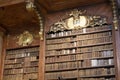 Bookshelf with antique old books in a museum Royalty Free Stock Photo