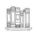 Bookshelf with books. hand drawn outline illustration