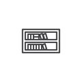 Bookshelf with books line icon