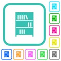 Bookshelf with books solid vivid colored flat icons