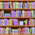 Bookshelf, clock and cactus