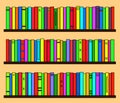 Bookshelf. Collection of various books. Vector.