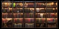 A bookshelf filled with encyclopedias and dictionaries Hy created with generative AI