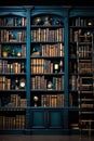 Bookshelf filled with a variety of books in a cozy home library