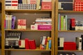 Bookshelf full of books in a modern bookstore