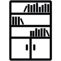 bookshelf icon. bookcase furniture sign. binder symbol. Office cabinet with folders and shelves. flat style