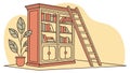 Bookshelf with Ladder Vector Illustration, Knowledge Learning, vector design Generative AI Royalty Free Stock Photo