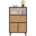 Bookshelf with library book vector bookcase icon