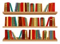 Bookshelf library interior wall colorful flat set