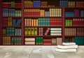 Bookshelf in library, knowledge illustration