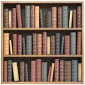 Bookshelf with old books isolated on white background. Educatio