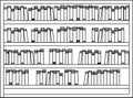 Bookshelf outine hand drawn coloring page Royalty Free Stock Photo