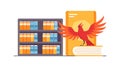 Bookshelf with Phoenix, Wisdom, Learning, Transformation, vector design Generative AI Royalty Free Stock Photo