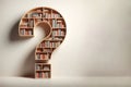 A bookshelf in the shape of a question. Space for text. Royalty Free Stock Photo