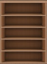 Bookshelf virtual library. Vector realistic wooden online media books background. Book store shelf template. Tablet screen size.
