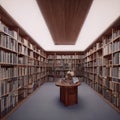 Books in the empty Library. AI