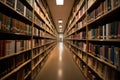 Bookshelves in the library. Large bookcase with lots of books.