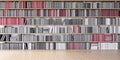 Bookshelves in the library with various colorful books 3d render Royalty Free Stock Photo