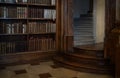 Bookshelves, marble floors and curved staircase in the Austrian National Library Royalty Free Stock Photo
