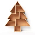 Bookshelves in the shape of Christmas tree, Xmas present, book shelf concept, 3d rendering